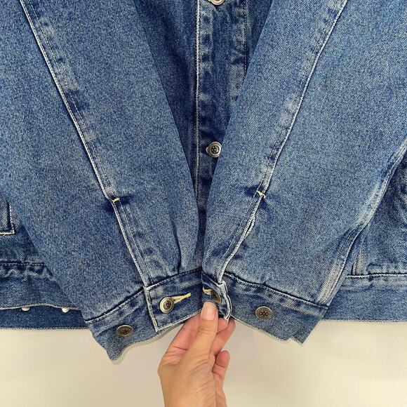 VTG Swingster Flannel‎ Lined Denim Trucker Jacket Mens 2XLT GoodYear Farm Tires - Picture 6 of 8